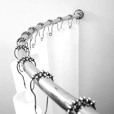 BINO Expandable Curved Shower Curtain Rod | Polished Chrome 48"to 72"Extendable Shower Rod | Adjustable Shower Curtain Rod with Screw-Mounted Hardware | Easy Install, Rust-Resistant Curtain Rods