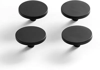 BINO 4-Pack Cabinet Knobs - 1.7" Diameter (43mm), Matte Black - Dresser Knobs for Dresser Drawer Knobs and Pulls Knobs and Pulls Handles