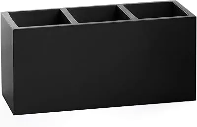 BINO Multi Purpose 3 Compartment Organizer - Makeup Container Organizers - Compartment Organizer for Makeup Brushes, Home and Office Supplies - Matte Black